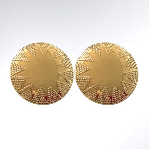 Vintage Sunburst Goldtone Earrings | Textured | Avon 1987 | NIB - Picture 1 of 4